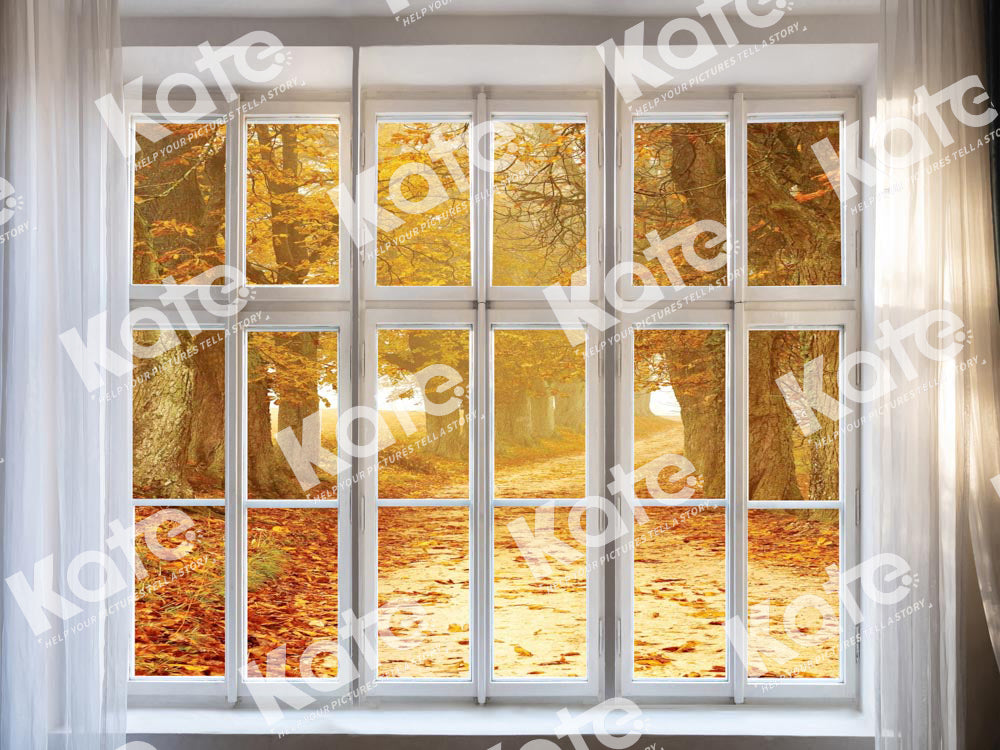 Kate Autumn Scenery Window Backdrop Designed by Chain Photography