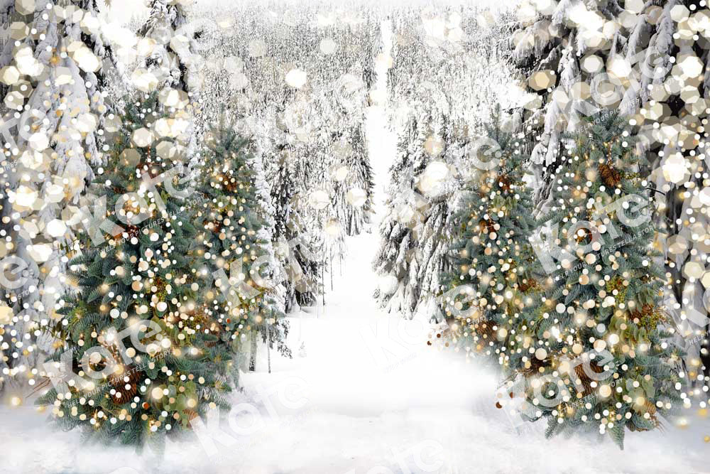 Kate Winter Snow Backdrop Forest Bokeh Designed by Chain Photography