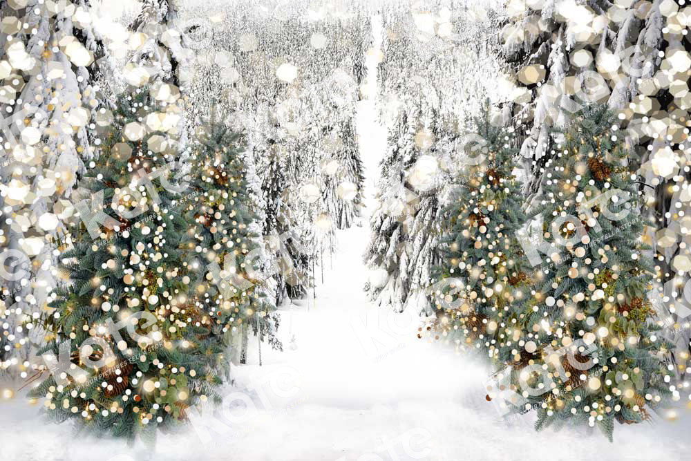 Kate Winter Snow Backdrop Forest Bokeh Designed by Chain Photography