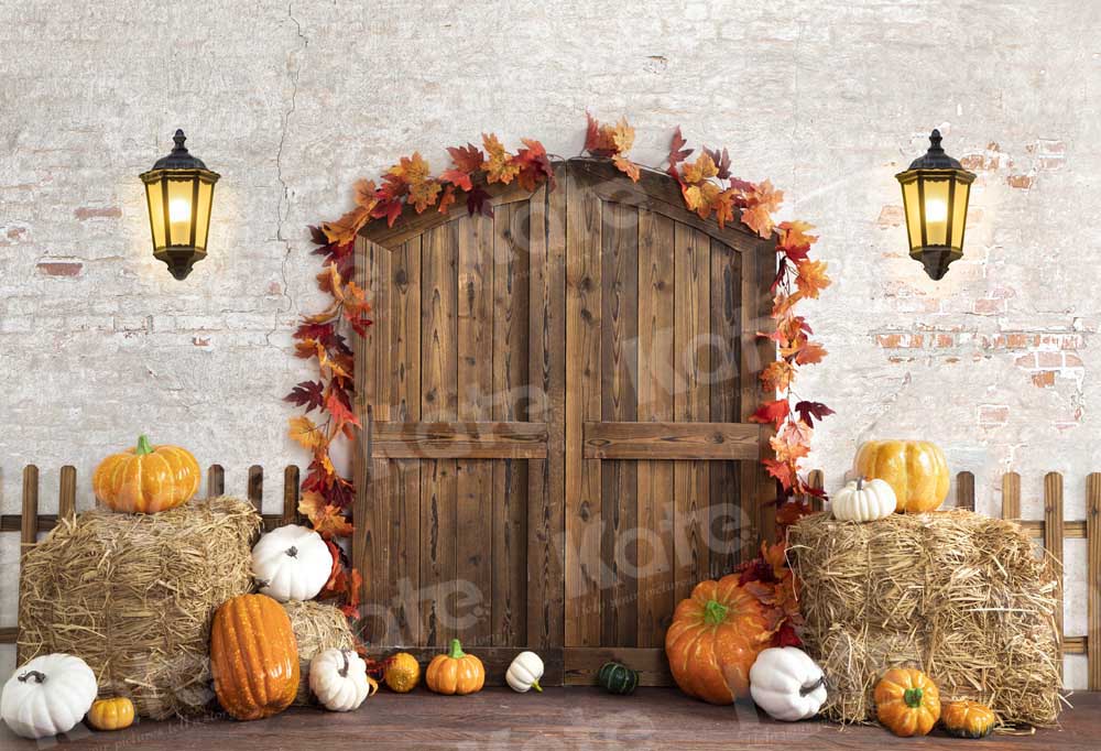 Kate Autumn Backdrop Pumpkin Barn Door Designed by Emetselch