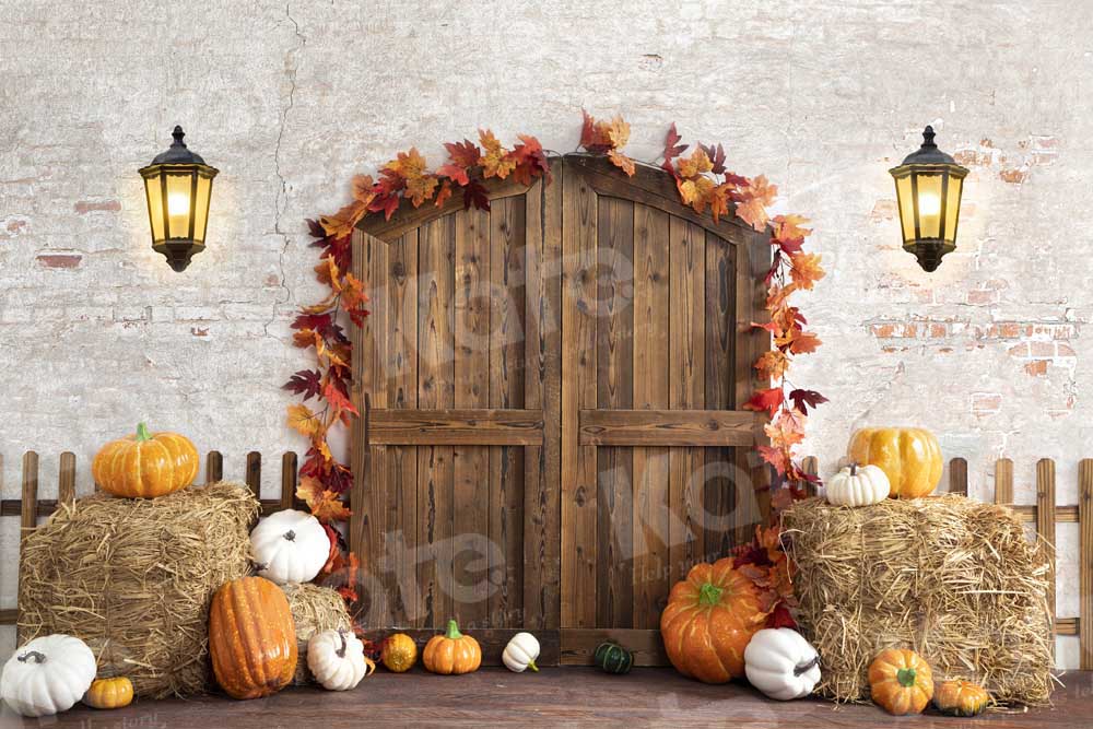 Kate Autumn Backdrop Pumpkin Barn Door Designed by Emetselch
