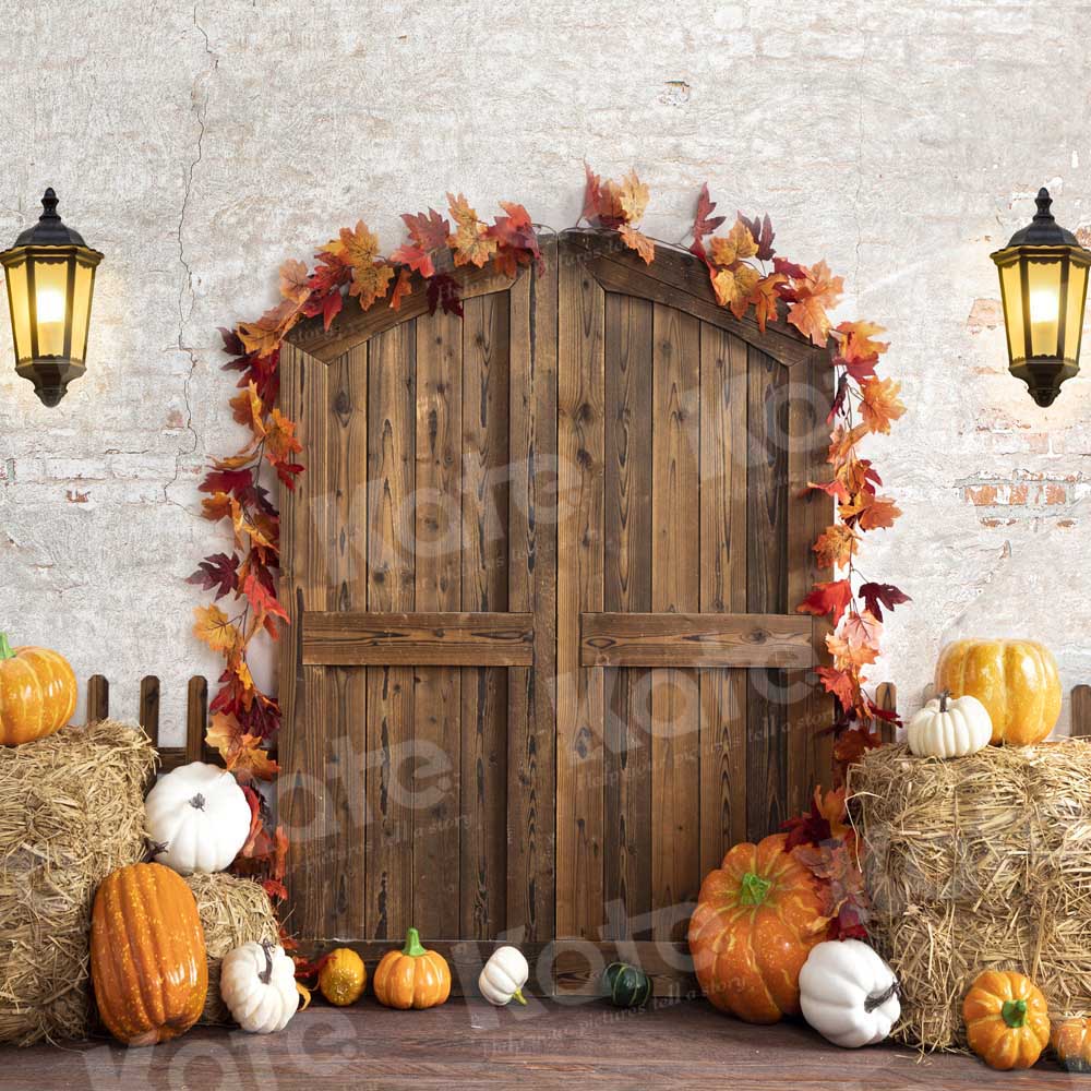 Kate Autumn Backdrop Pumpkin Barn Door Designed by Emetselch
