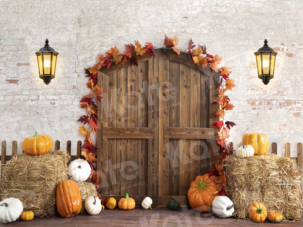 Kate Autumn Backdrop Pumpkin Barn Door Designed by Emetselch - Kate Backdrop AU