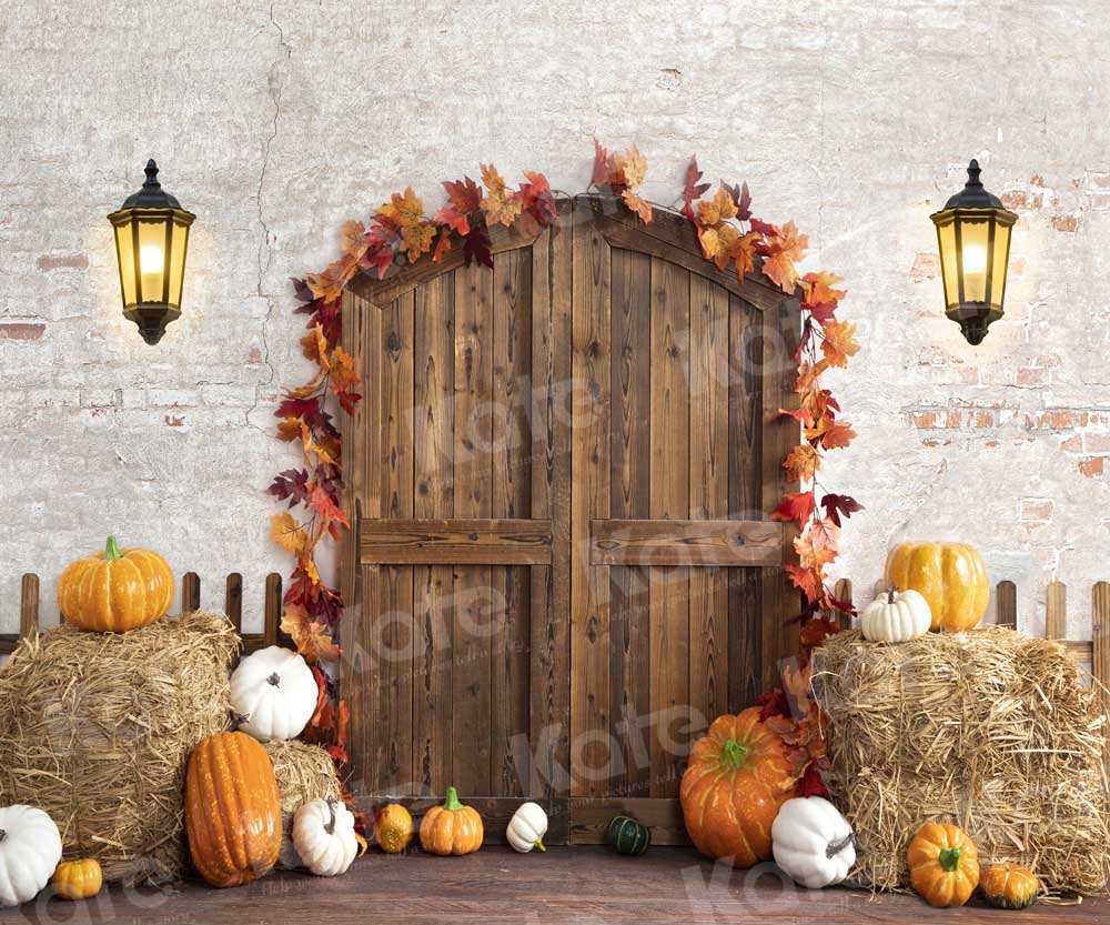 Kate Autumn Backdrop Pumpkin Barn Door Designed by Emetselch - Kate Backdrop AU