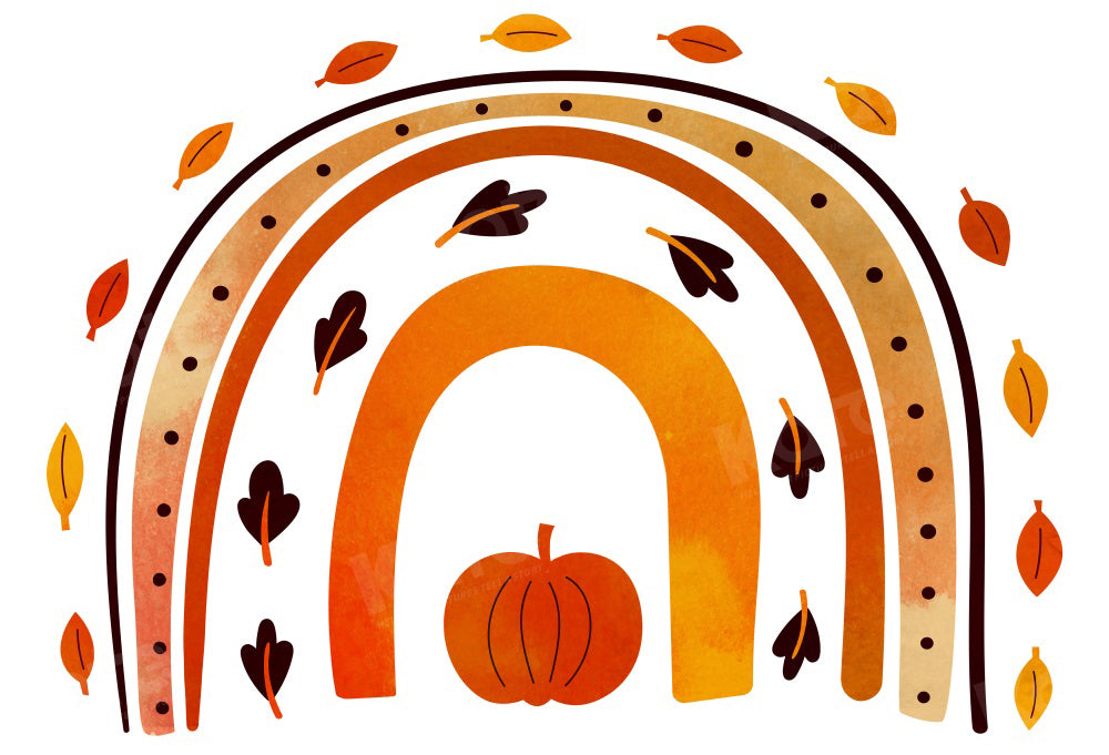 Kate Autumn Pumpkin Rainbow Backdrop Boho for Photography - Kate Backdrop AU