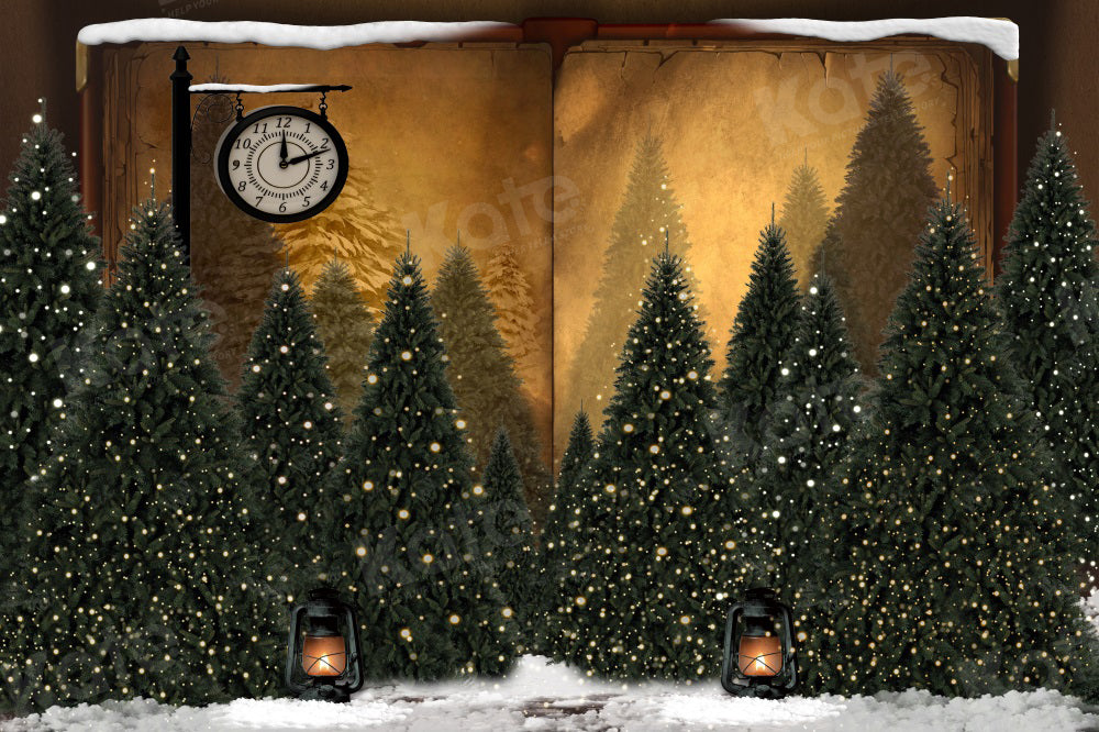Kate Magic Christmas Trees Clock Backdrop for Photography - Kate Backdrop AU