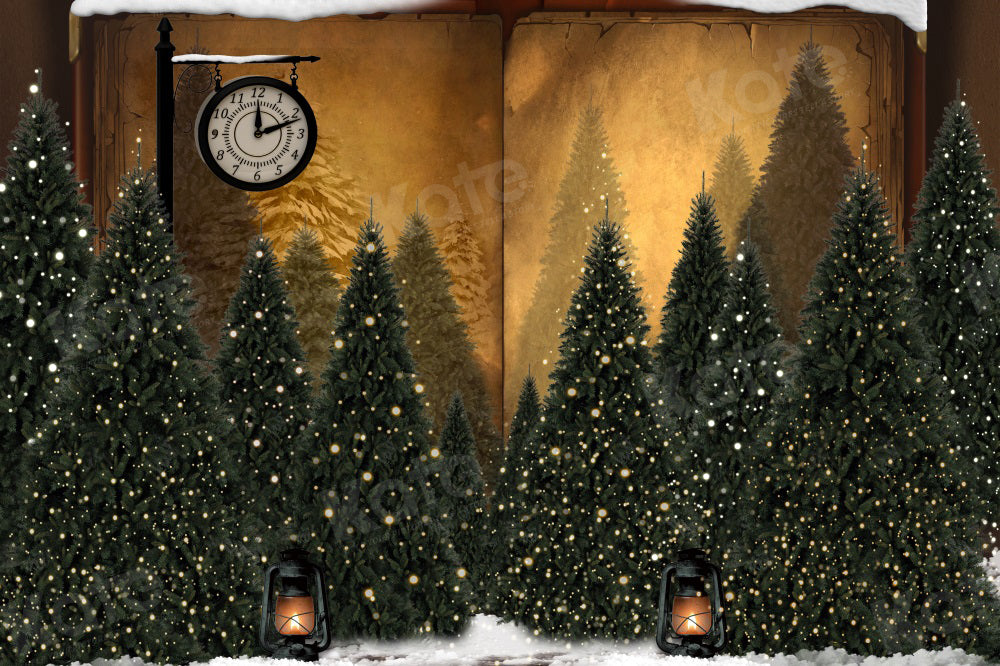 Kate Magic Christmas Trees Clock Backdrop for Photography - Kate Backdrop AU