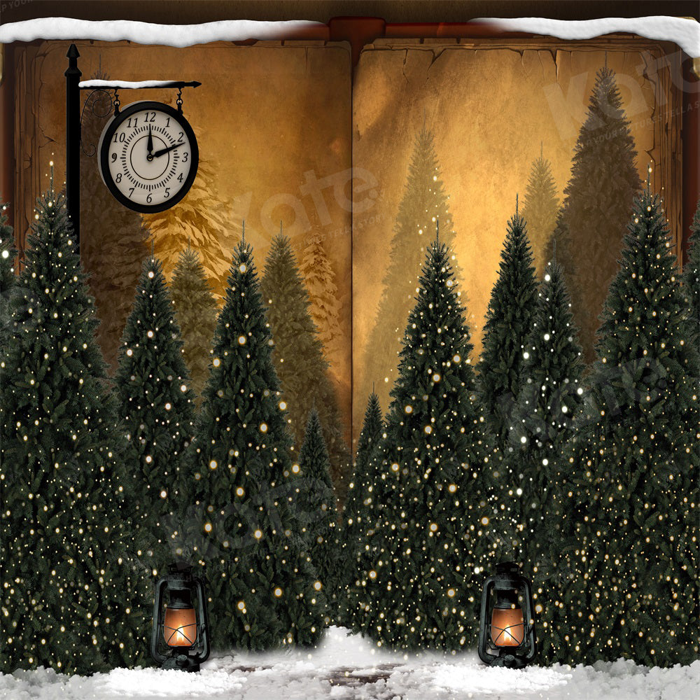 Kate Magic Christmas Trees Clock Backdrop for Photography - Kate Backdrop AU