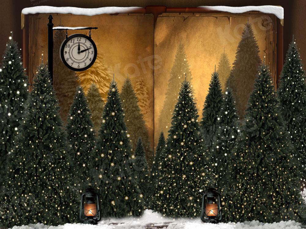 Kate Magic Christmas Trees Clock Backdrop for Photography - Kate Backdrop AU