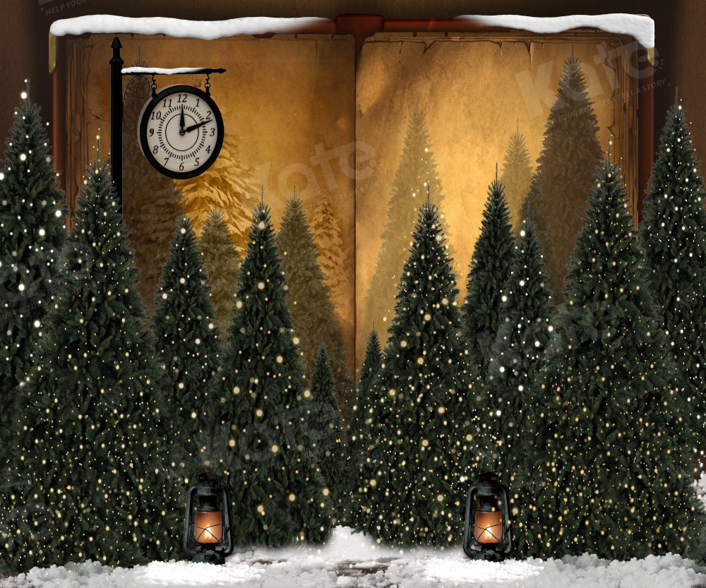 Kate Magic Christmas Trees Clock Backdrop for Photography - Kate Backdrop AU