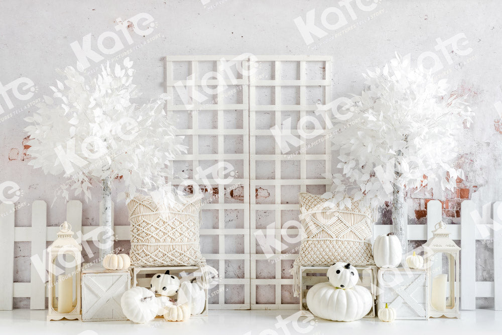 Kate White Boho Pumpkin Autumn Backdrop Designed by Emetselch - Kate Backdrop AU