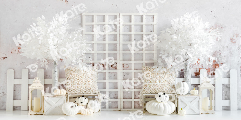 Kate White Boho Pumpkin Autumn Backdrop Designed by Emetselch - Kate Backdrop AU