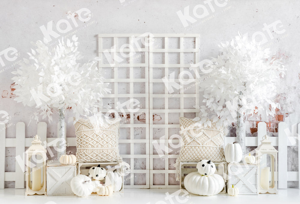 Kate White Boho Pumpkin Autumn Backdrop Designed by Emetselch - Kate Backdrop AU