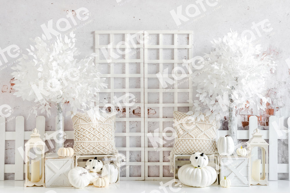 Kate White Boho Pumpkin Autumn Backdrop Designed by Emetselch - Kate Backdrop AU