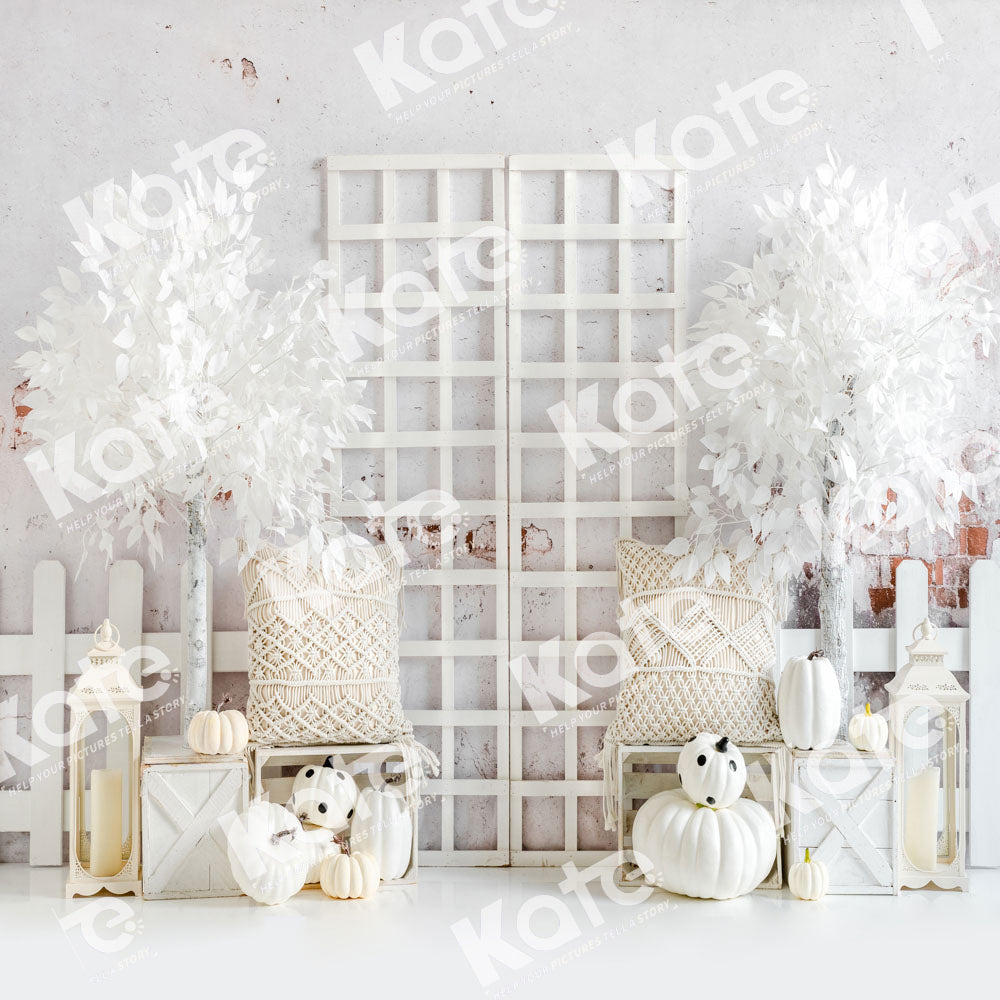Kate White Boho Pumpkin Autumn Backdrop Designed by Emetselch - Kate Backdrop AU