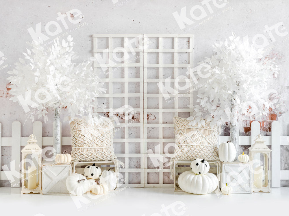 Kate White Boho Pumpkin Autumn Backdrop Designed by Emetselch - Kate Backdrop AU