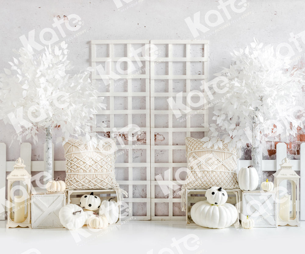 Kate White Boho Pumpkin Autumn Backdrop Designed by Emetselch - Kate Backdrop AU