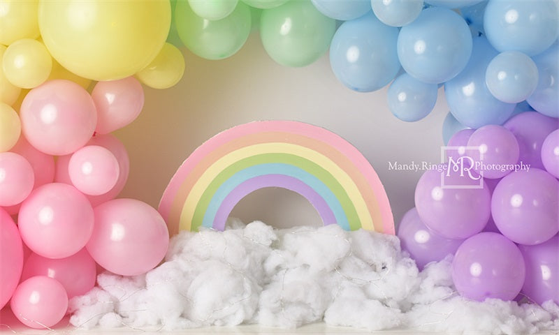 Kate Pastel Rainbow Backdrop Balloon Arch Designed by Mandy Ringe Photography - Kate Backdrop AU
