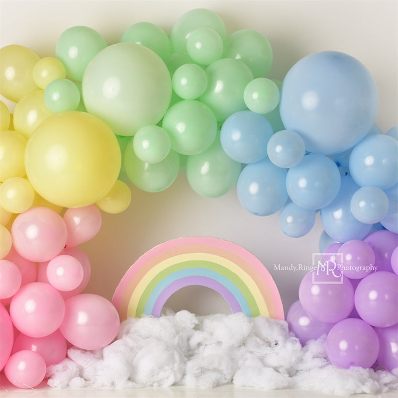 Kate Pastel Rainbow Backdrop Balloon Arch Designed by Mandy Ringe Photography - Kate Backdrop AU