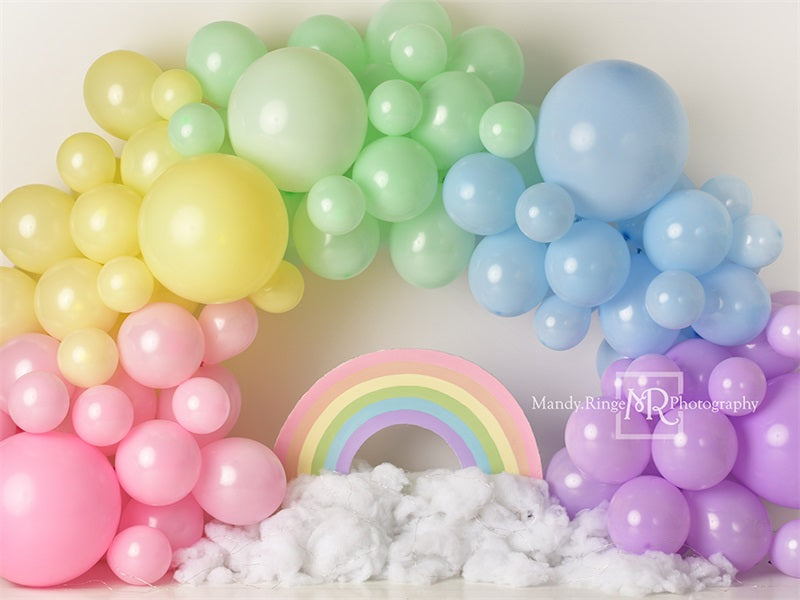 Kate Pastel Rainbow Backdrop Balloon Arch Designed by Mandy Ringe Photography - Kate Backdrop AU