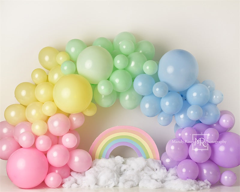 Kate Pastel Rainbow Backdrop Balloon Arch Designed by Mandy Ringe Photography - Kate Backdrop AU