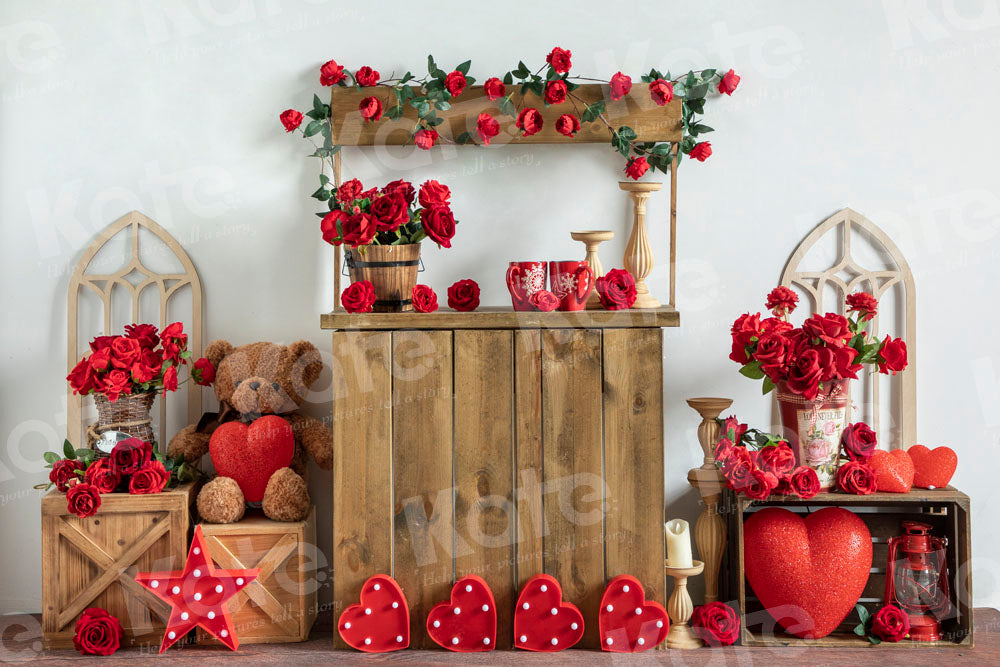 Kate Valentine's Day Rose Store Love Backdrop Designed by Emetselch