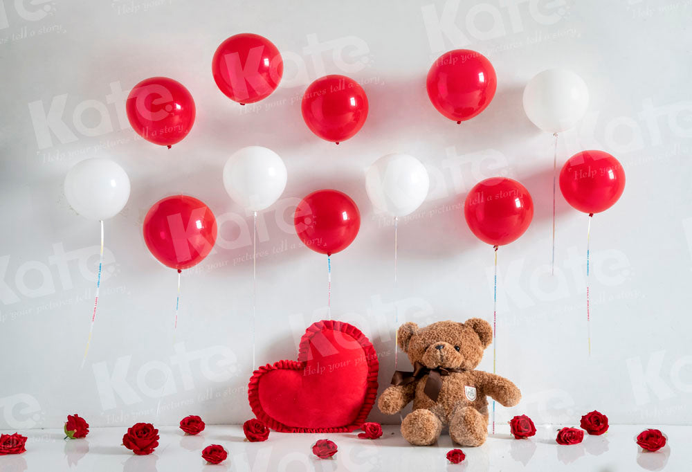 Kate Valentine's Day Balloons Teddy Bear Backdrop Designed by Emetselch