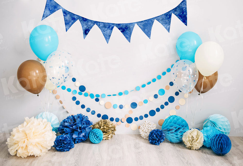 Kate Blue Balloons Cake smash Backdrop Designed by Emetselch - Kate Backdrop AU