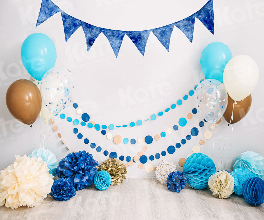 Kate Blue Balloons Cake smash Backdrop Designed by Emetselch - Kate Backdrop AU