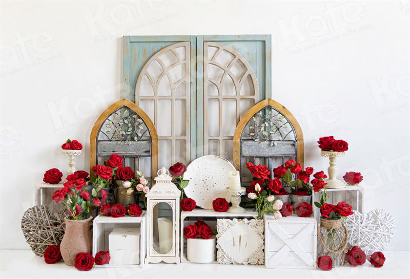 Kate Valentine's Day Rose Garden Backdrop for Photography - Kate Backdrop AU