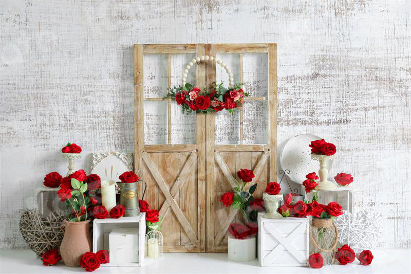 Kate Valentine's Day Rose White Wall Backdrop for Photography - Kate Backdrop AU