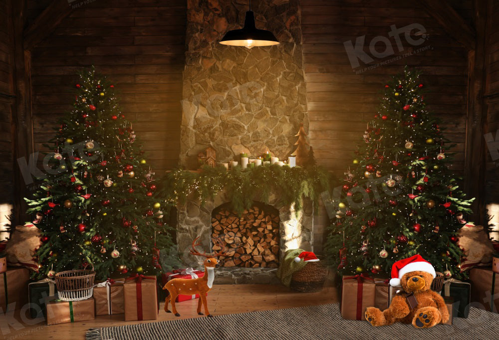 Kate Christmas Tree Fireplace Indoor Backdrop for Photography - Kate Backdrop AU
