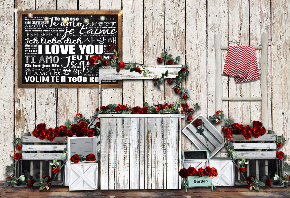 Kate Valentine's Day Backdrop Store Blackboard I love you for Photography