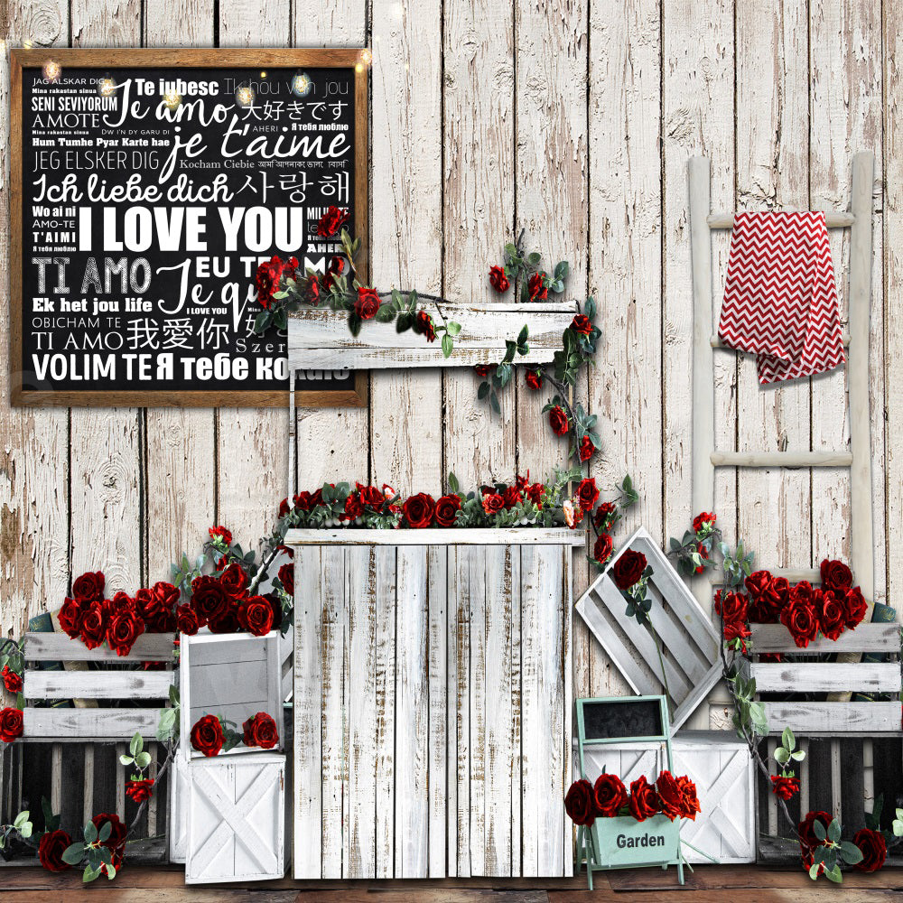 Kate Valentine's Day Backdrop Store Blackboard I love you for Photography