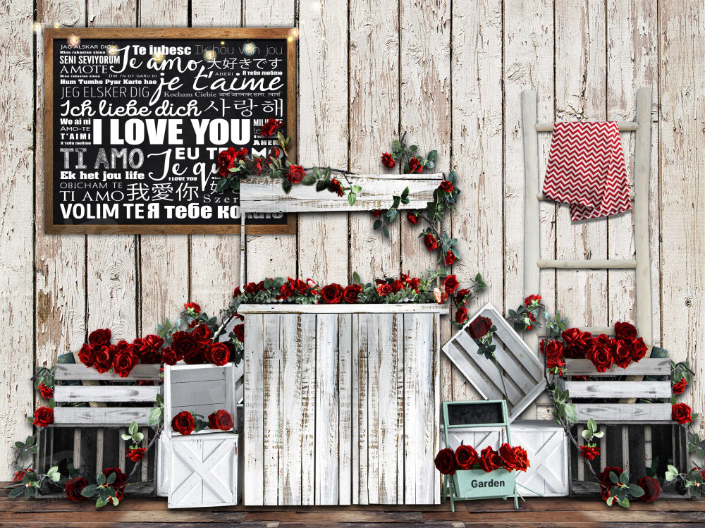 Kate Valentine's Day Backdrop Store Blackboard I love you for Photography - Kate Backdrop AU
