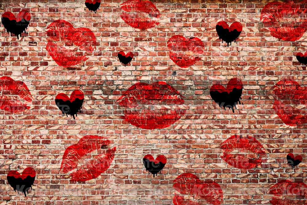 Kate Valentine's Day Backdrop Brick Wall Passionate Love Designed by Chain Photography
