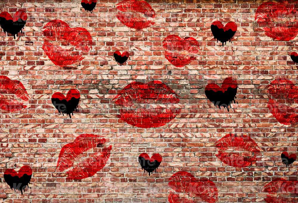 Kate Valentine's Day Backdrop Brick Wall Passionate Love Designed by Chain Photography - Kate Backdrop AU