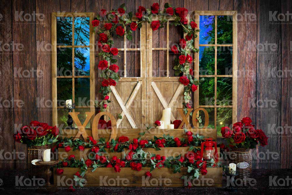 Kate Valentine's Day XOXO Vintage Window Backdrop Designed by Emetselch - Kate Backdrop AU