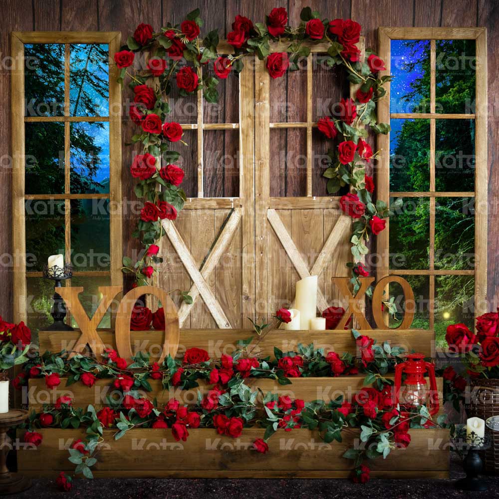 Kate Valentine's Day XOXO Vintage Window Backdrop Designed by Emetselch - Kate Backdrop AU