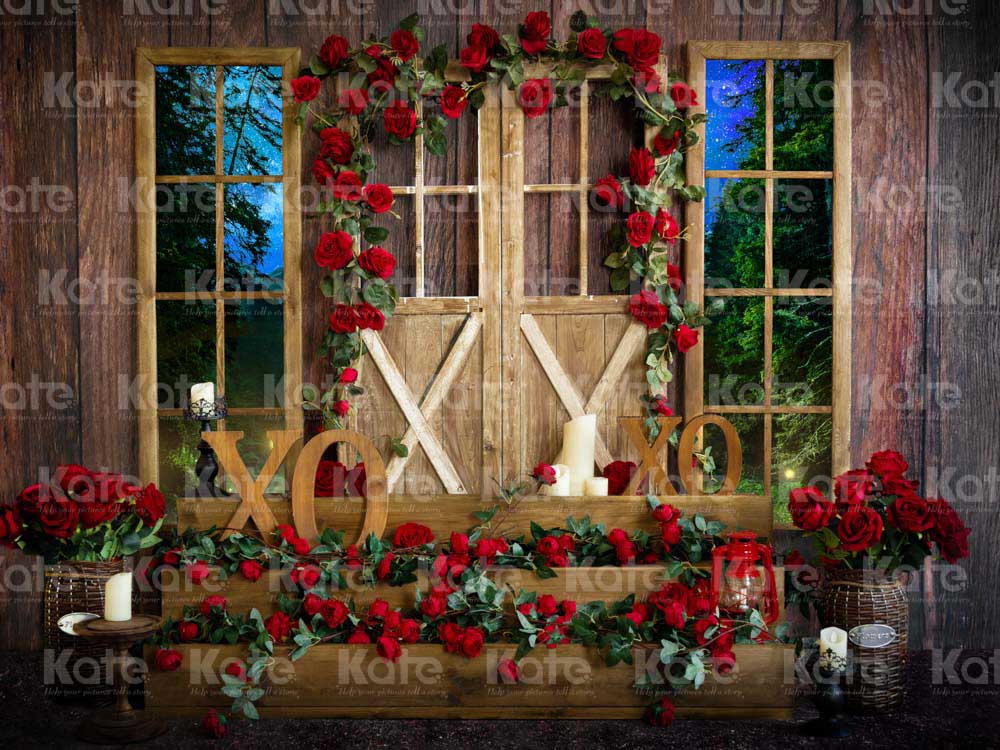Kate Valentine's Day XOXO Vintage Window Backdrop Designed by Emetselch - Kate Backdrop AU
