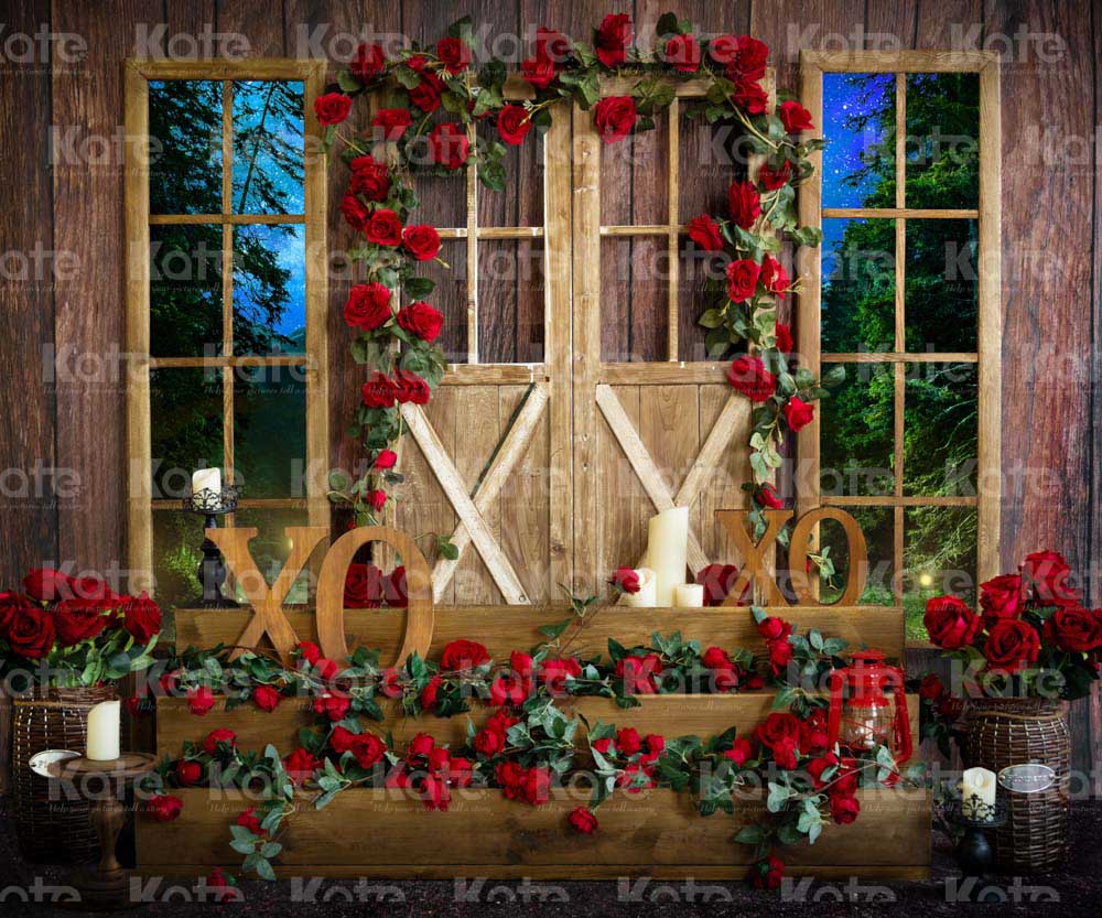 Kate Valentine's Day XOXO Vintage Window Backdrop Designed by Emetselch - Kate Backdrop AU