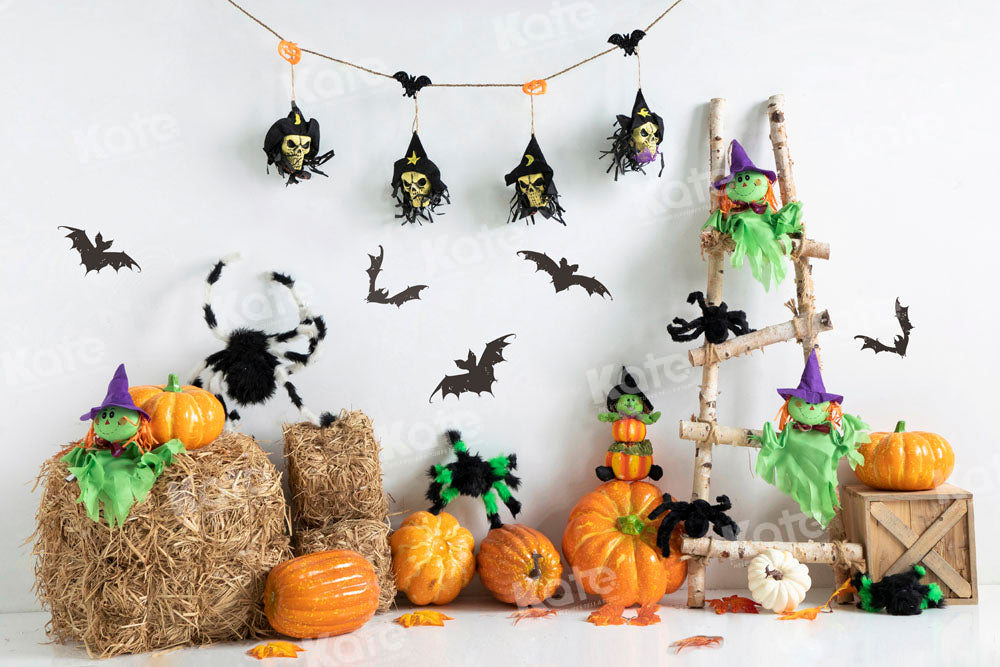 Kate Halloween Spider Pumpkin Backdrop Designed by Uta Mueller Photography
