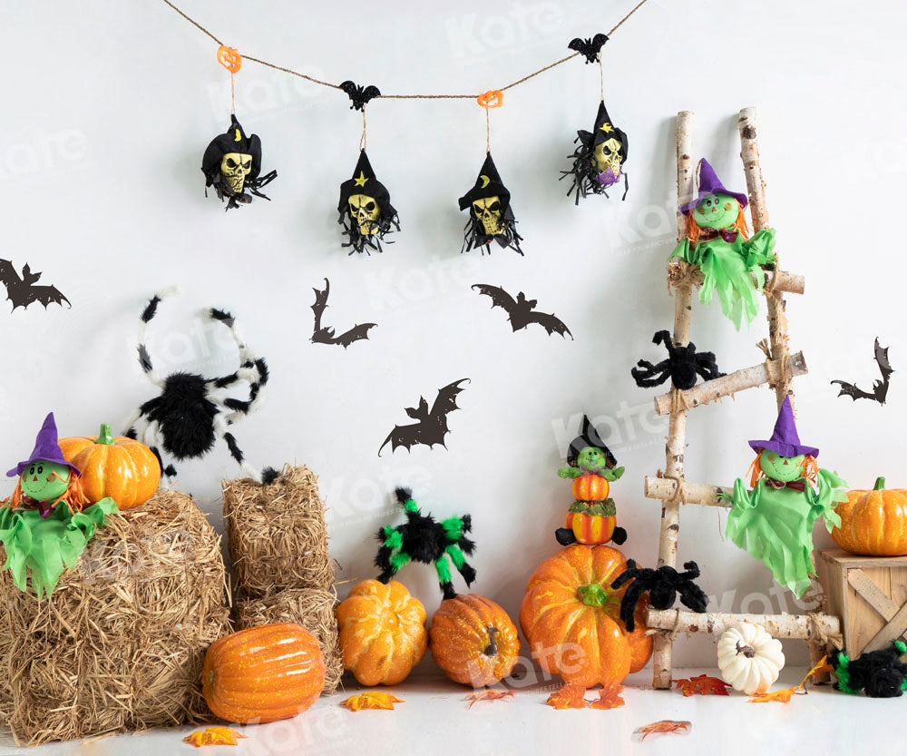 Kate Halloween Spider Pumpkin Backdrop Designed by Uta Mueller Photography