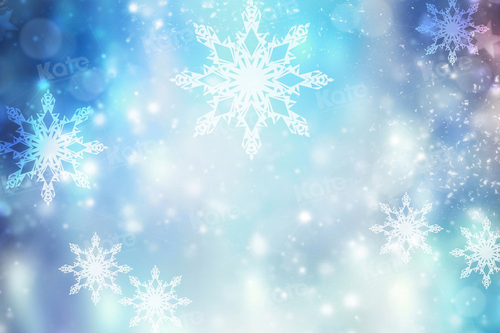 Kate Winter Bokeh Snow Neon Blue Backdrop for Photography