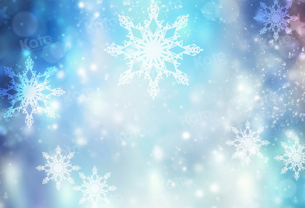 Kate Winter Bokeh Snow Neon Blue Backdrop for Photography