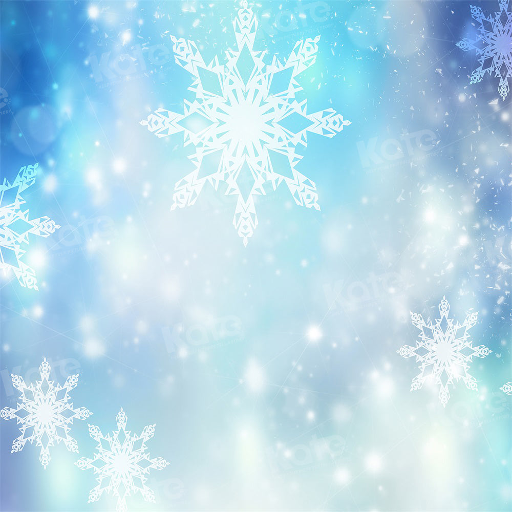 Kate Winter Bokeh Snow Neon Blue Backdrop for Photography