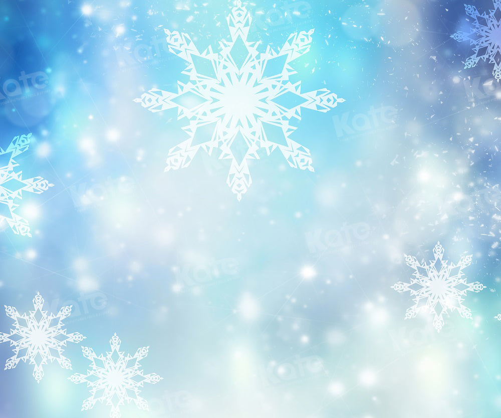 Kate Winter Bokeh Snow Neon Blue Backdrop for Photography