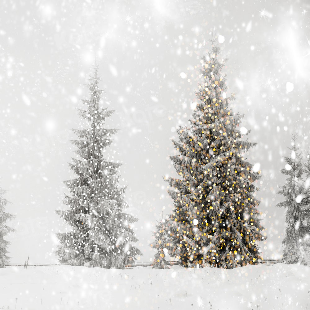 Kate Christmas Outdoor Snow Tree Light Backdrop for Photography - Kate Backdrop AU