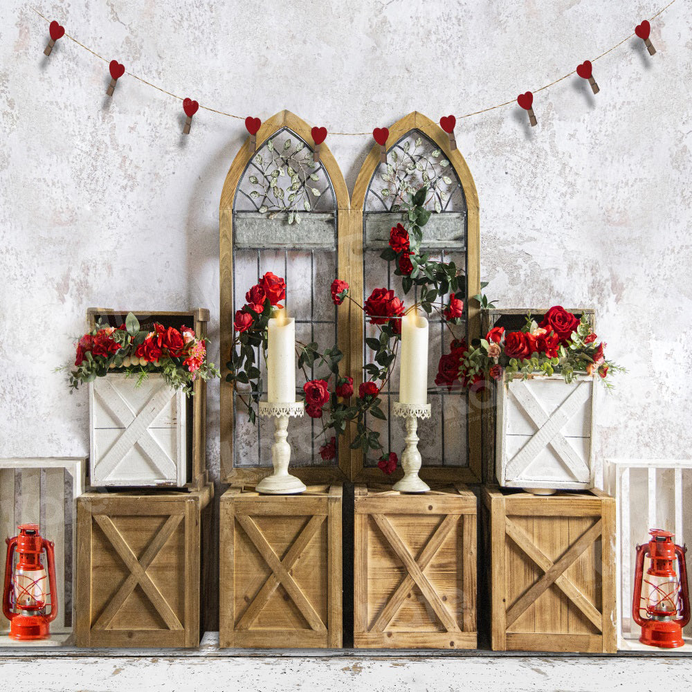 Kate Valentine's Day Candle Boxes Backdrop for Photography - Kate Backdrop AU