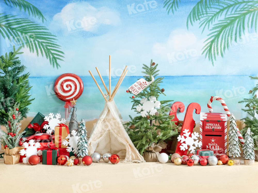 Kate Seaside Beach Christmas Backdrop for Photography